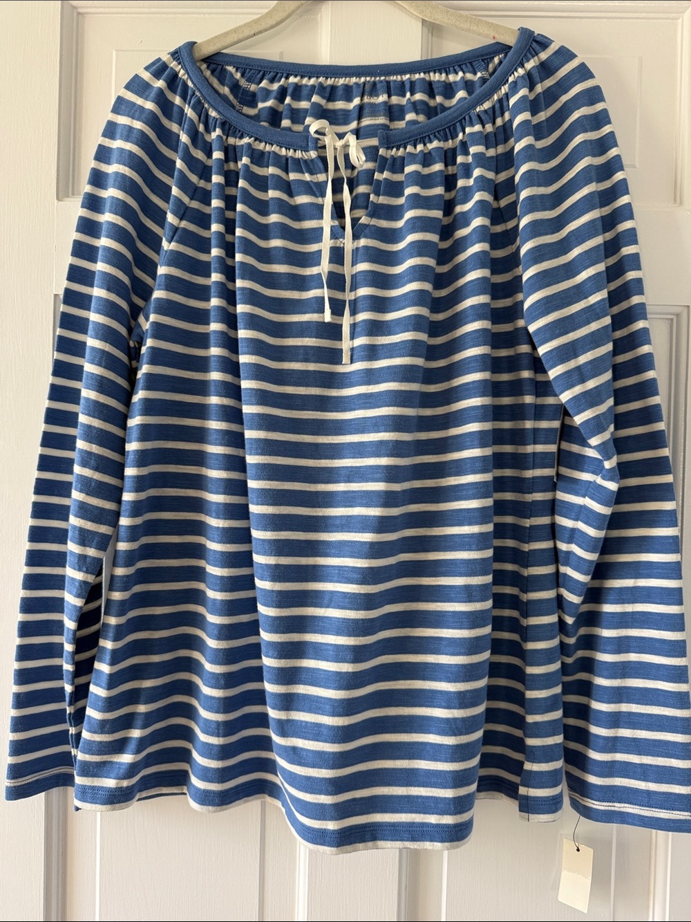 NWT Talbots Blue & White Striped Long-Sleeve Peasant Blouse